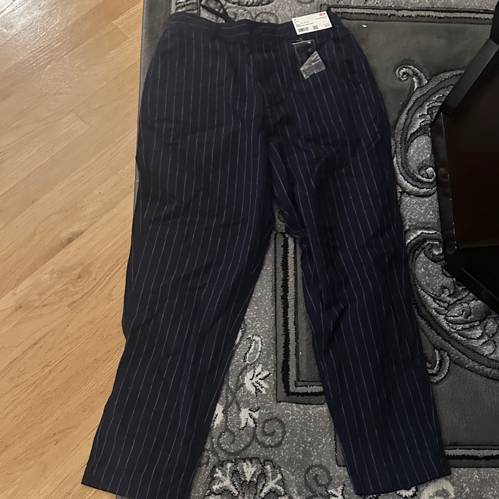 Women Navy Pinstripe Pants